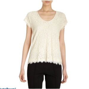 Diane Von Furstenberg Cream Lace Cholula Cap Sleeve Top size Small